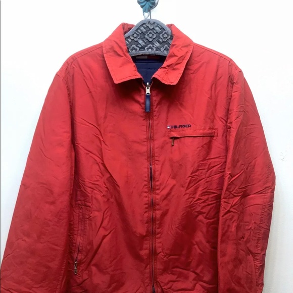 Tommy Hilfiger Men’s Reversible Windbreaker Light Puffer Coat Red Blue M - Picture 4 of 12